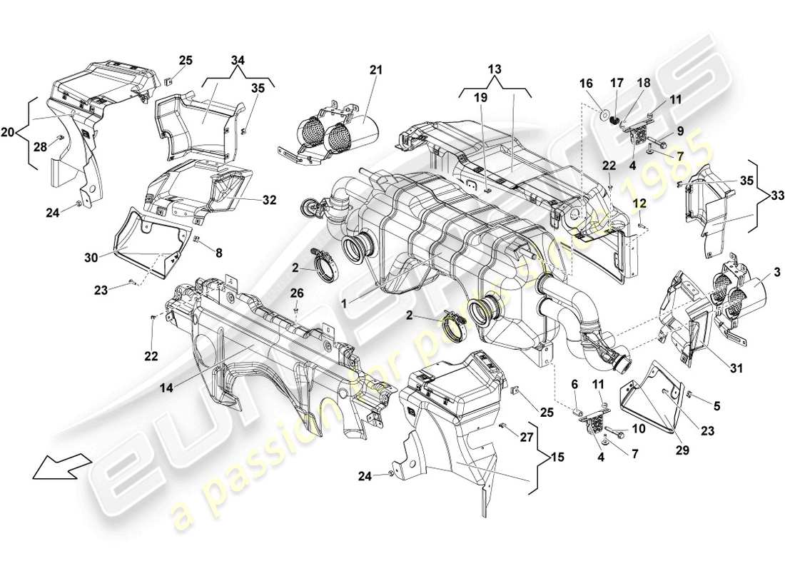 lamborghini lp560-4 spyder fl ii (2014) silenciador diagrama de piezas