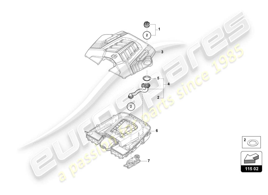 lamborghini urus s (2024) diagrama de piezas de la tapa de sellado