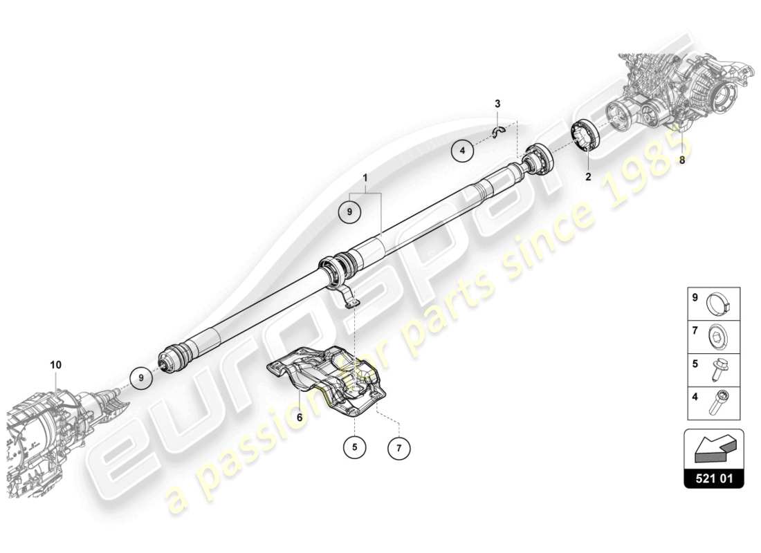 lamborghini urus s (2024) diagrama de piezas del eje de transmisión