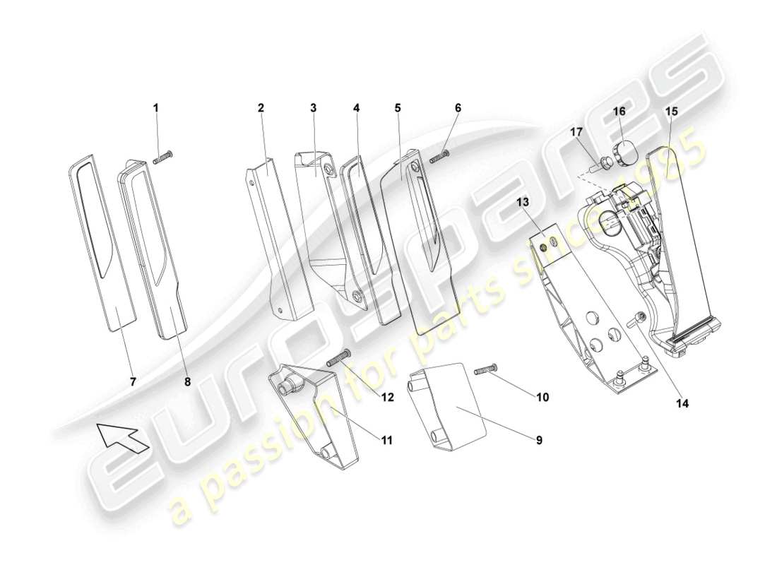 lamborghini lp570-4 sl (2014) diagrama de piezas del pedal del acelerador