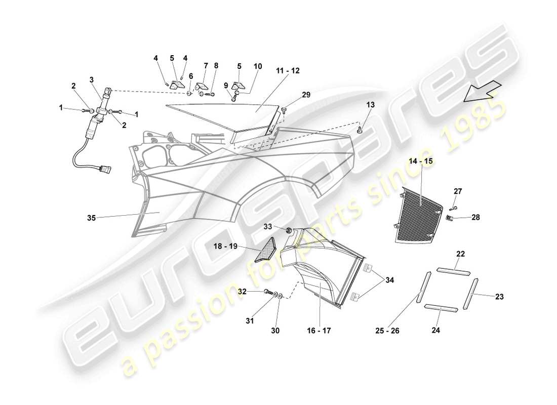 lamborghini reventon roadster adorno del panel lateral diagrama de piezas