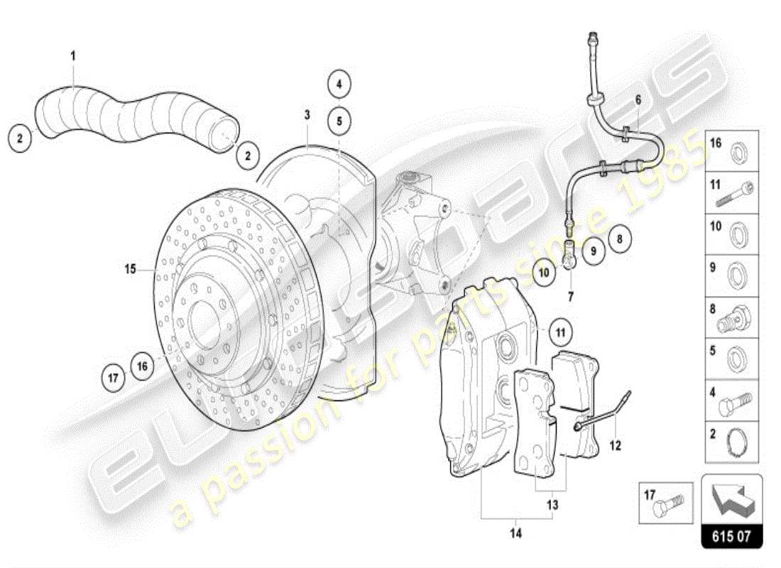 lamborghini diablo vt (1998) disco de freno delantero diagrama de piezas
