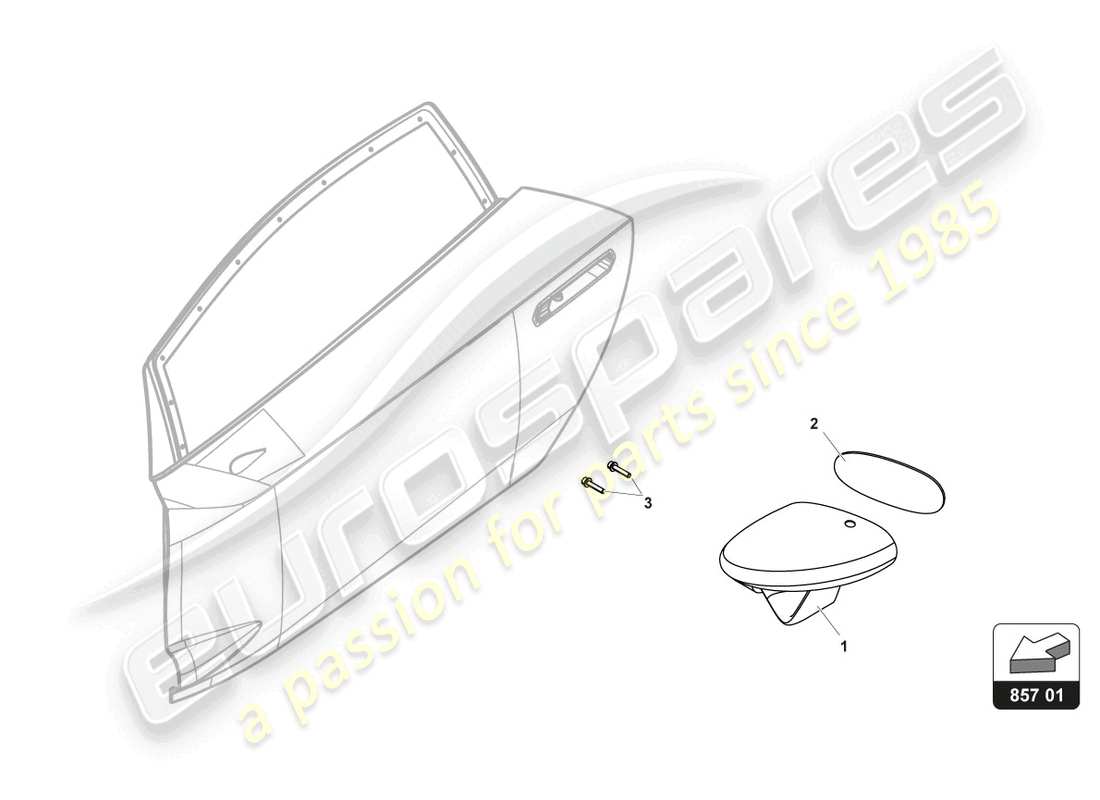 lamborghini 2017 (gt3) espejo externo diagrama de piezas