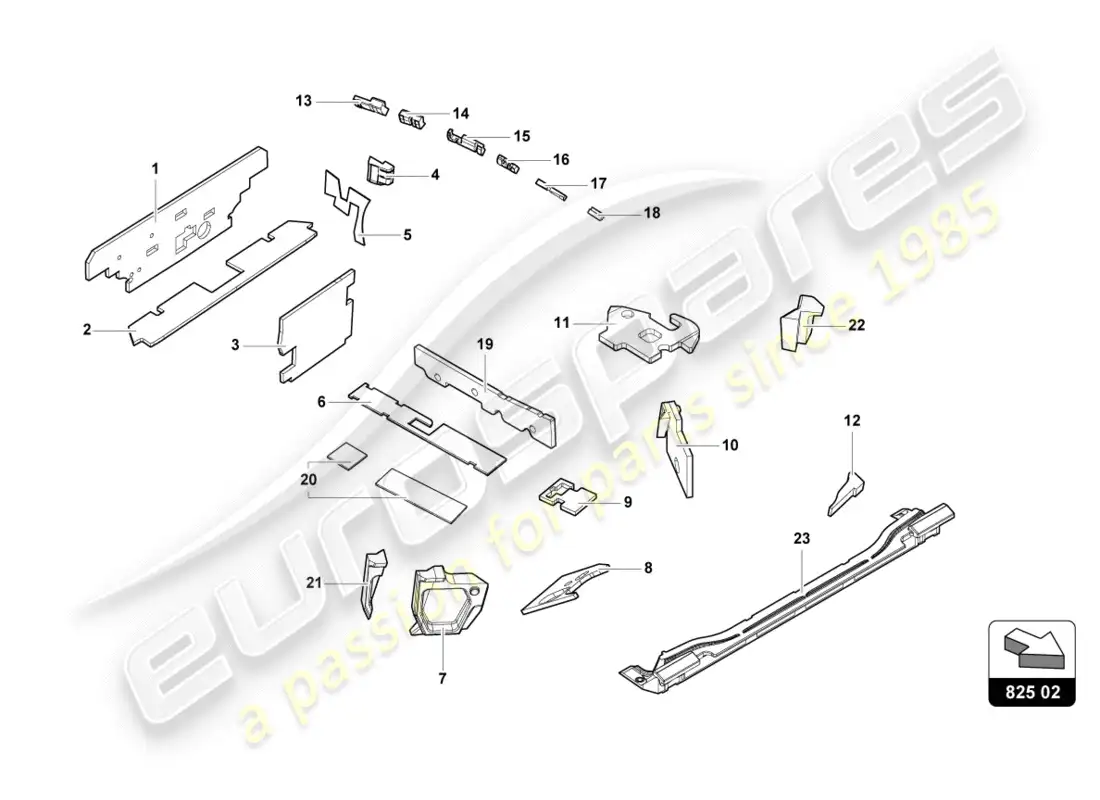 lamborghini performante spyder (2019) mojadura diagrama de piezas