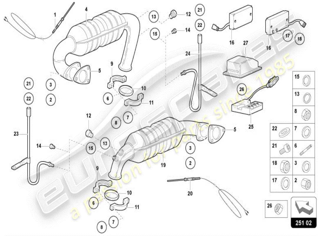 lamborghini diablo vt (1999) conversor catalítico diagrama de piezas
