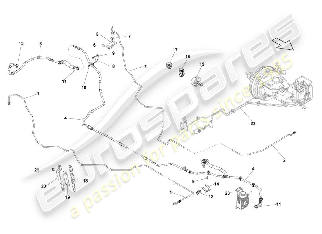 lamborghini lp570-4 sl (2014) diagrama de piezas del tubo de freno