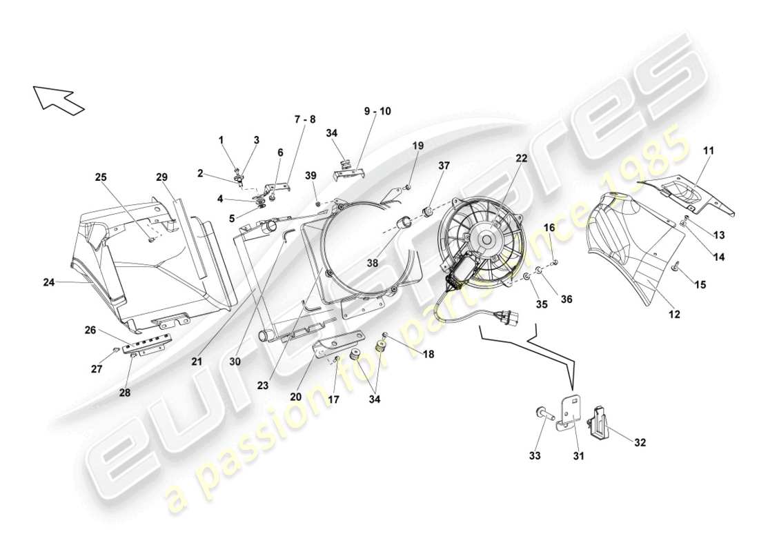 lamborghini lp560-4 spider (2009) enfriador para refrigerante diagrama de piezas