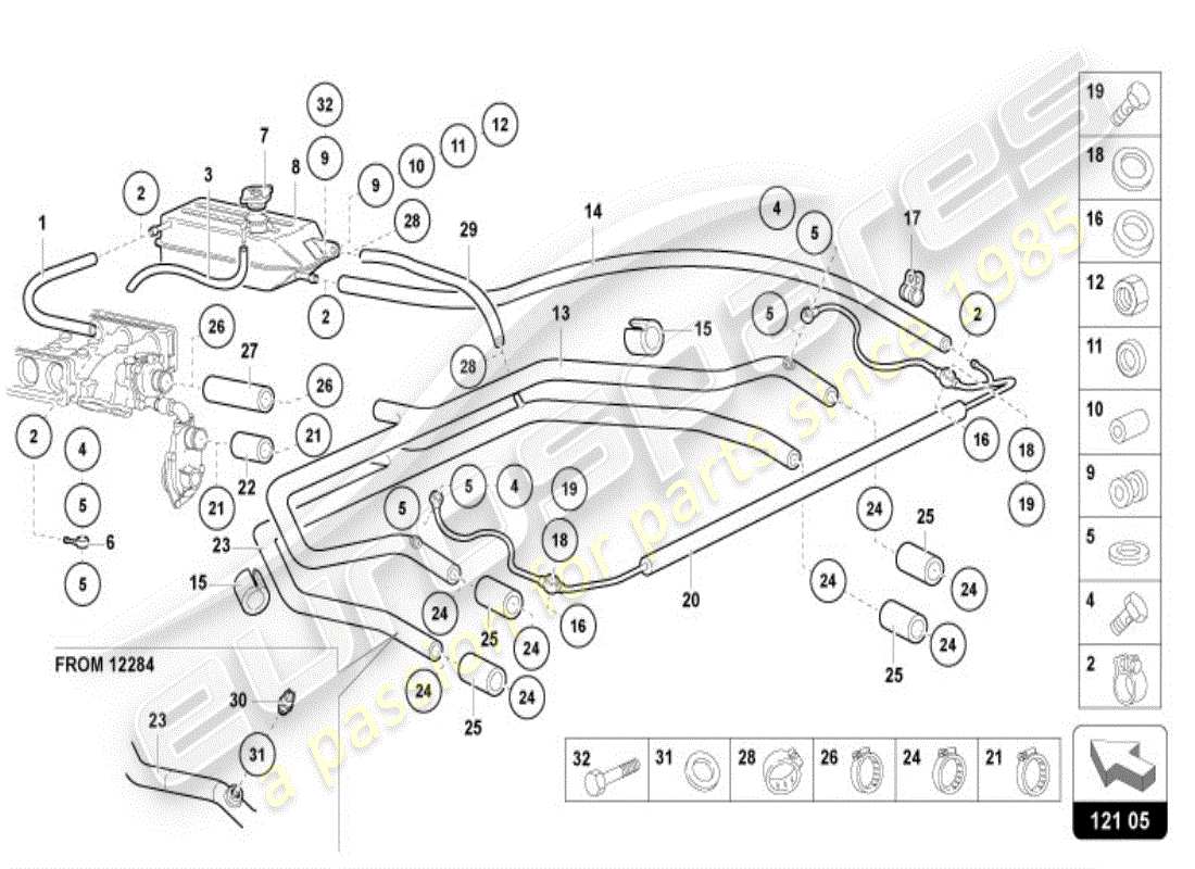 lamborghini diablo vt (1996) bomba de refrigerante diagrama de piezas