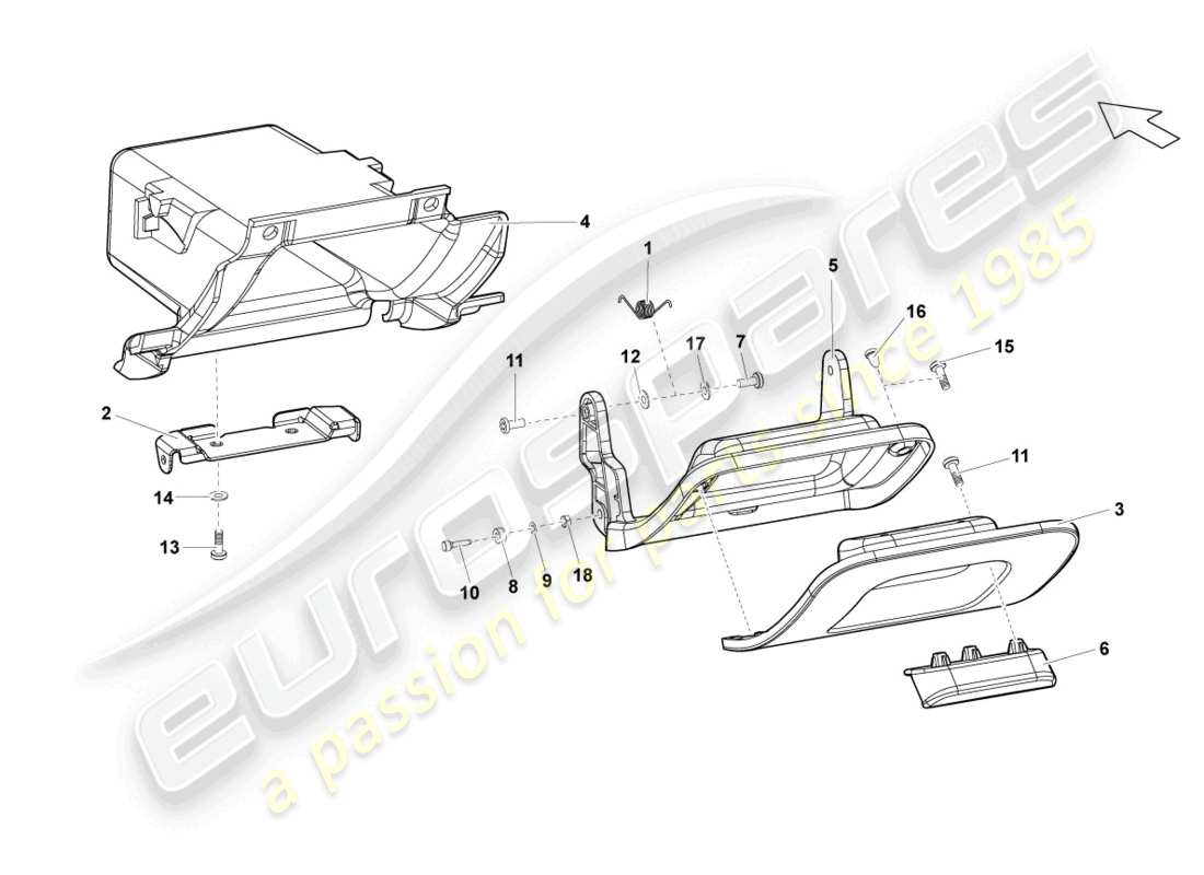 lamborghini lp550-2 coupe (2013) diagrama de piezas del compartimento de almacenaje