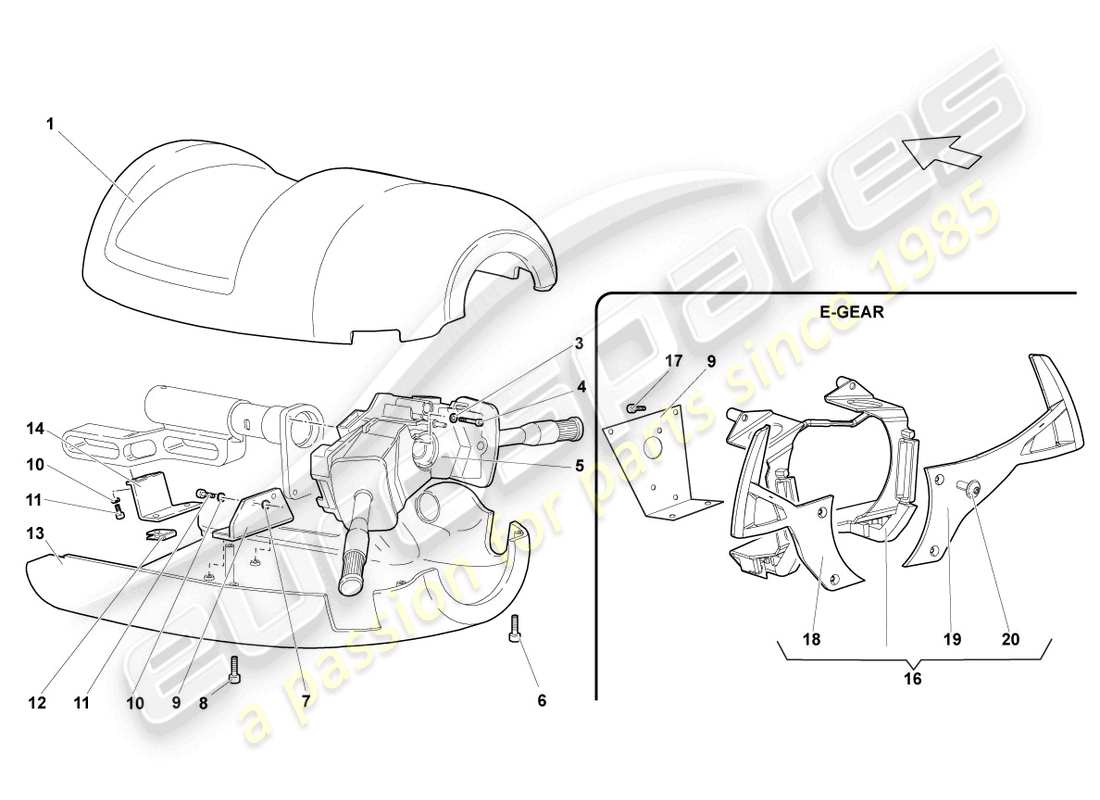 lamborghini lp640 coupe (2009) dirección col. diagrama de piezas del interruptor combi