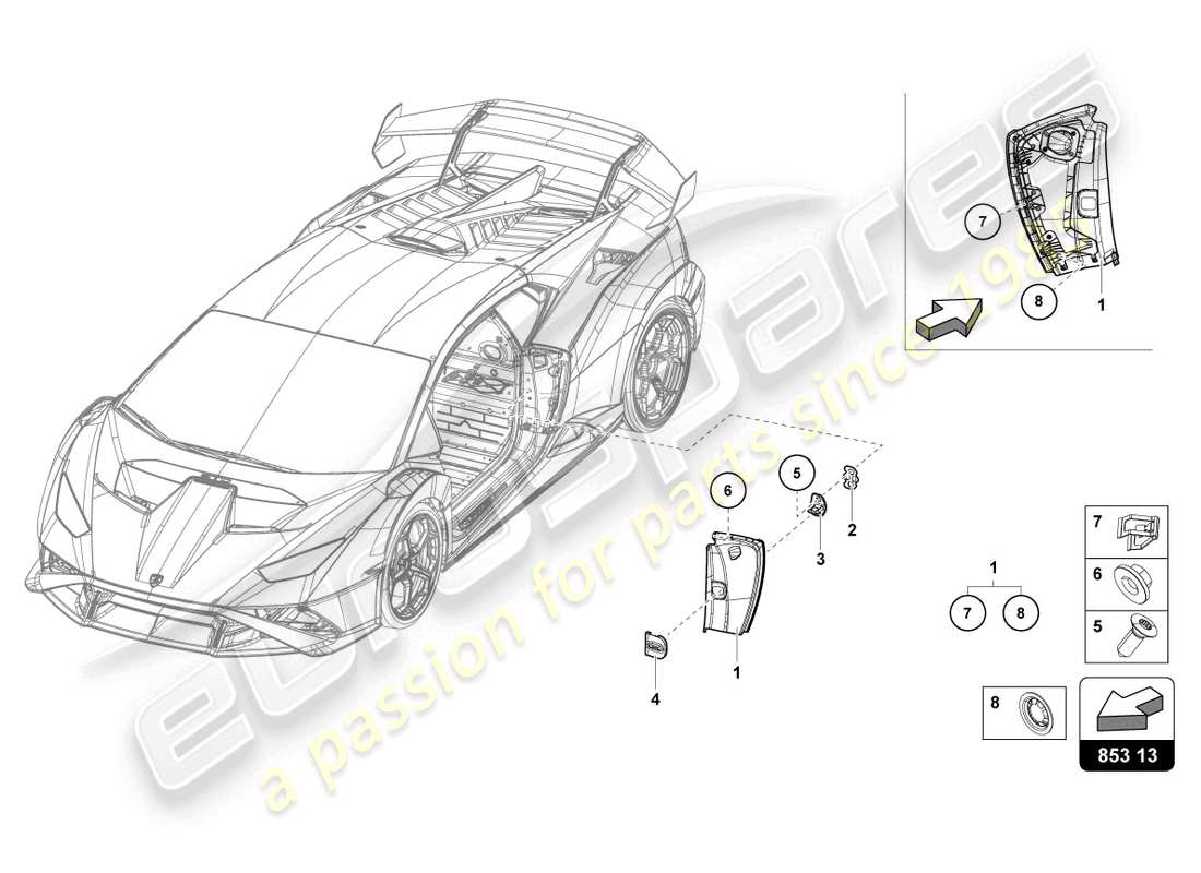 lamborghini sto (2022) placa de cubierta para miembro lateral diagrama de piezas