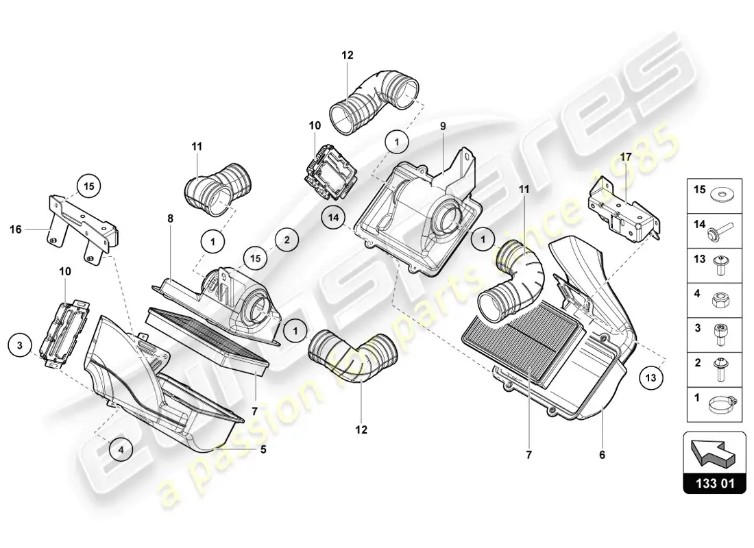lamborghini lp720-4 coupe 50 (2014) diagrama de piezas del filtro de aire