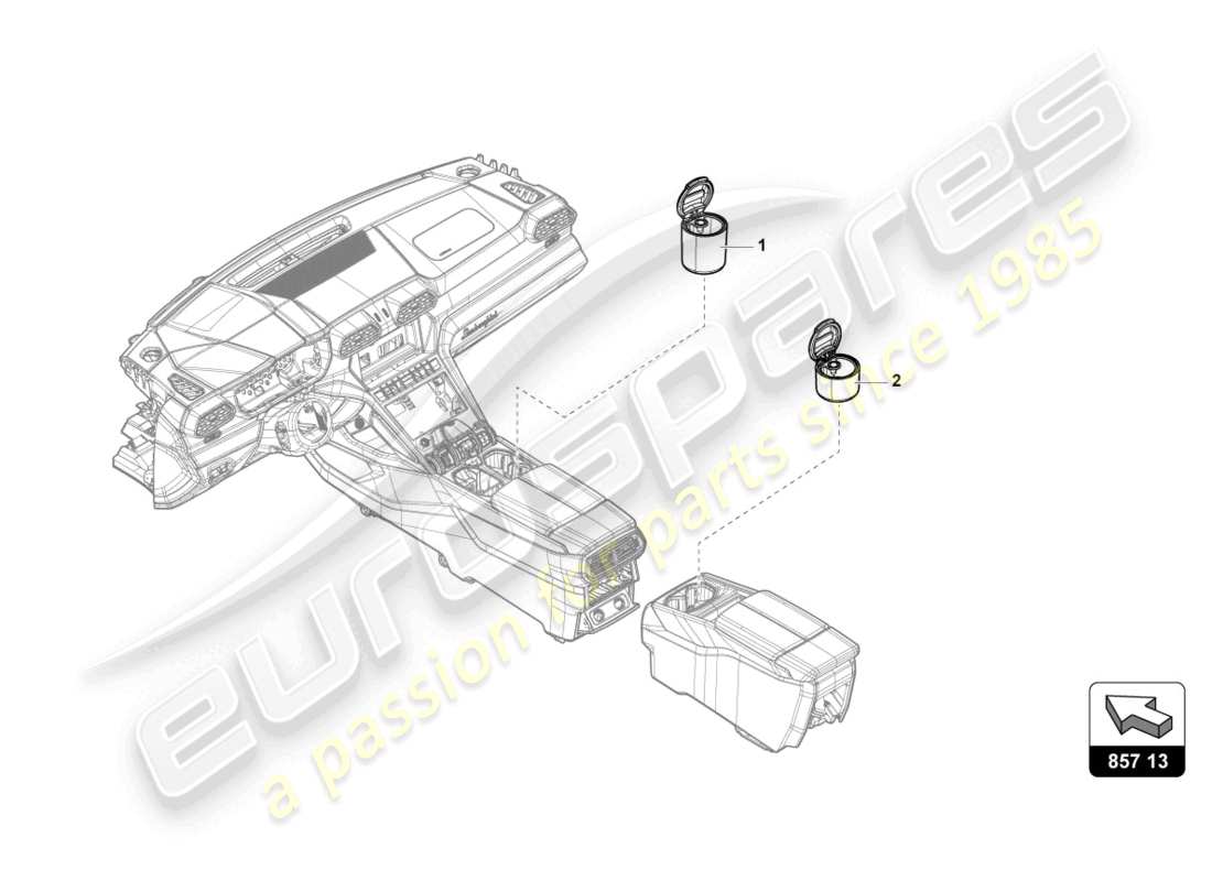 lamborghini urus (2021) cenicero diagrama de piezas