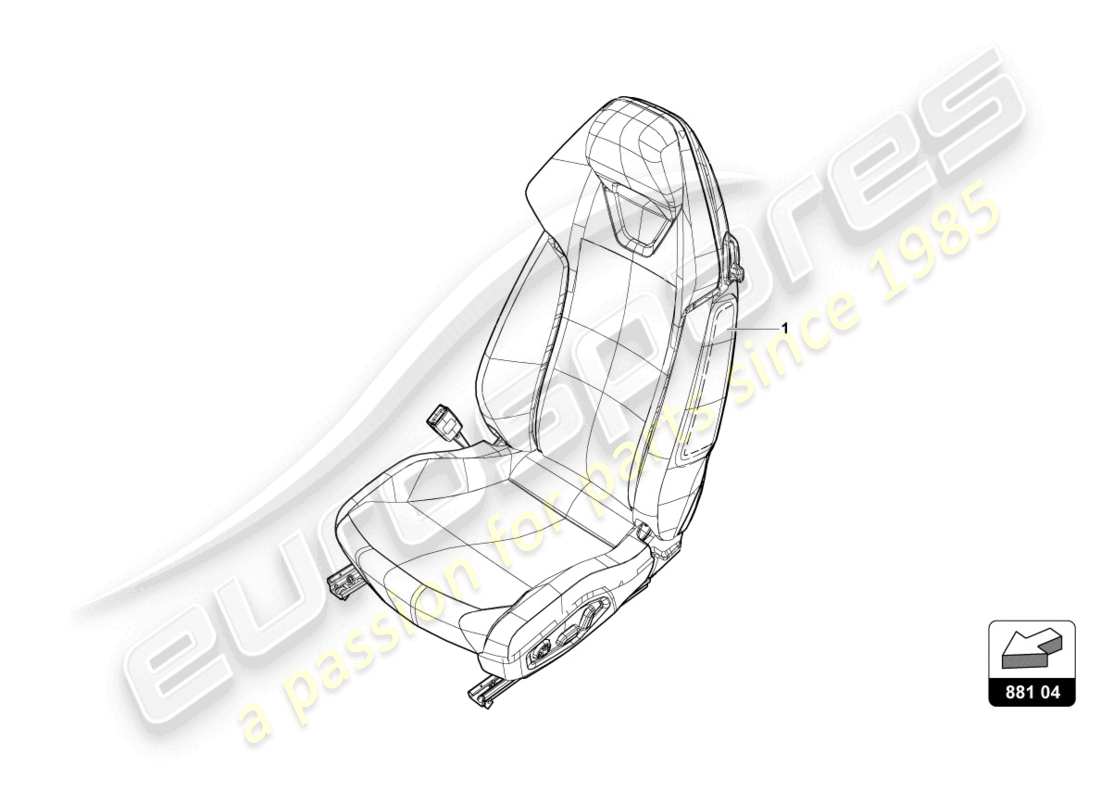 lamborghini evo spyder (2024) diagrama de piezas del 'asiento estándar'