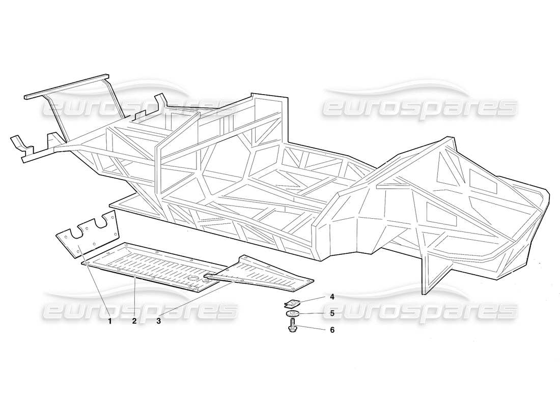 lamborghini diablo sv (1997) elementos del marco (válido para japón: 1997 de marzo) diagrama de piezas