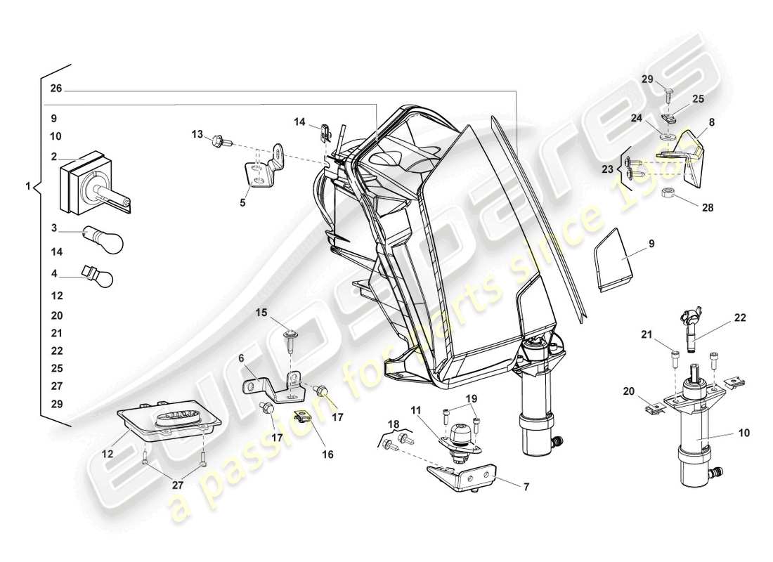 lamborghini lp570-4 sl (2014) faro para luz de curva y luces de conducción diurna led diagrama de piezas