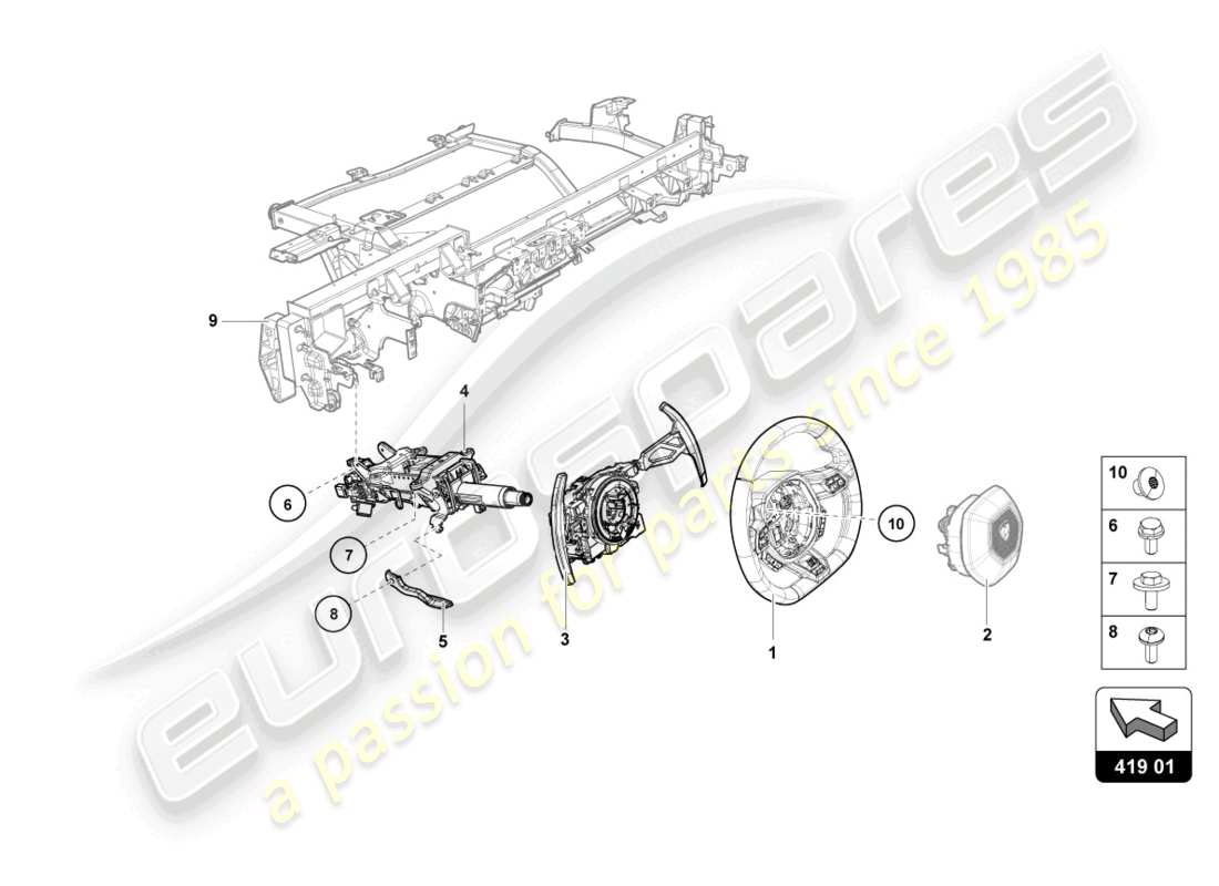 lamborghini 2023 (evo coupe) diagrama de piezas del sistema de dirección
