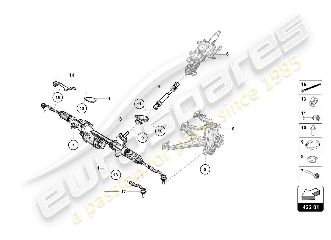 lamborghini tecnica (2023) diagrama de piezas de la dirección asistida