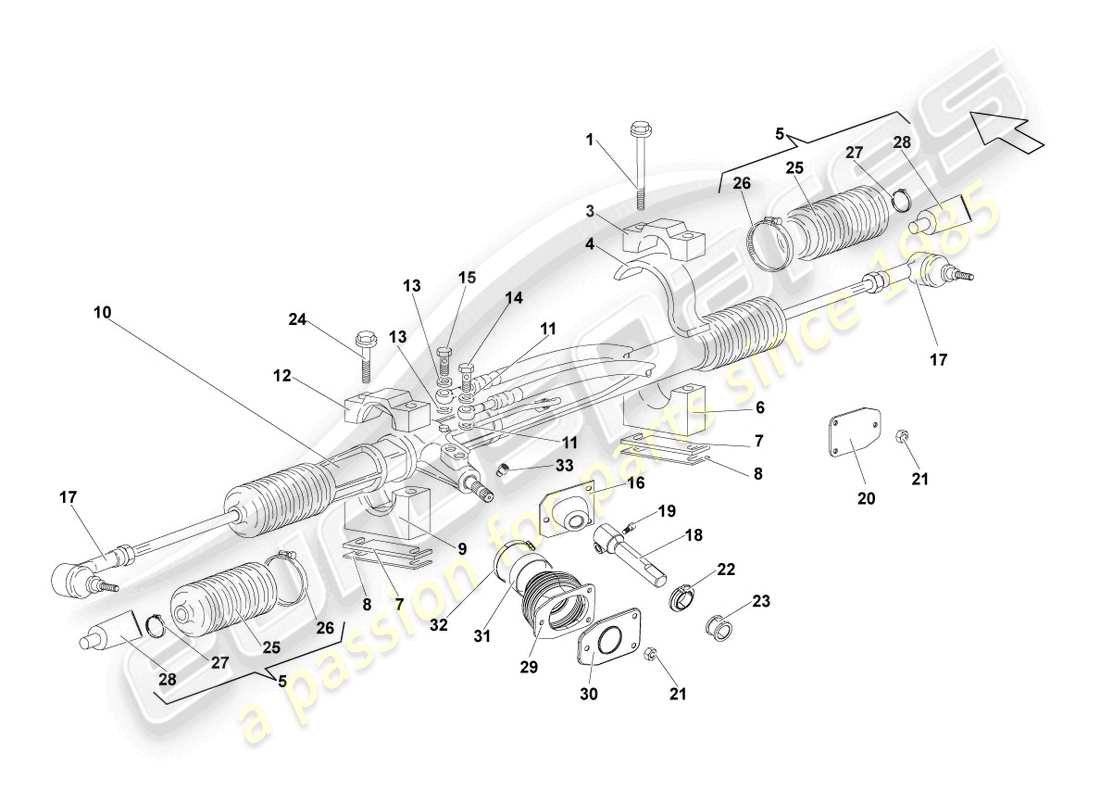 lamborghini lp550-2 coupe (2013) diagrama de piezas del mecanismo de dirección
