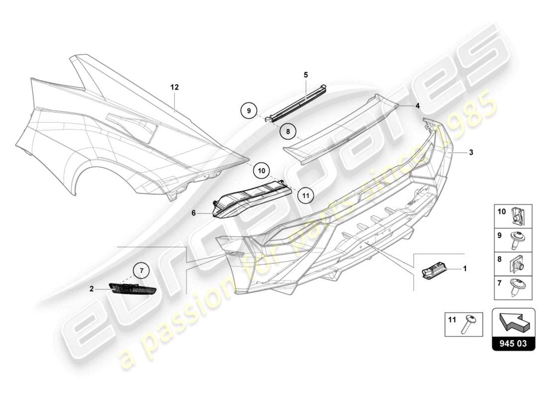 lamborghini sto (2021) diagrama de piezas de la luz trasera
