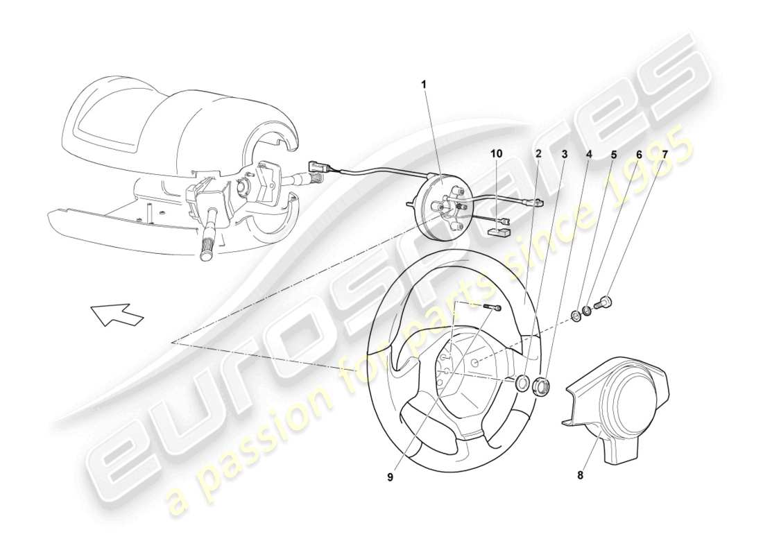 lamborghini lp640 coupe (2009) diagrama de piezas del volante
