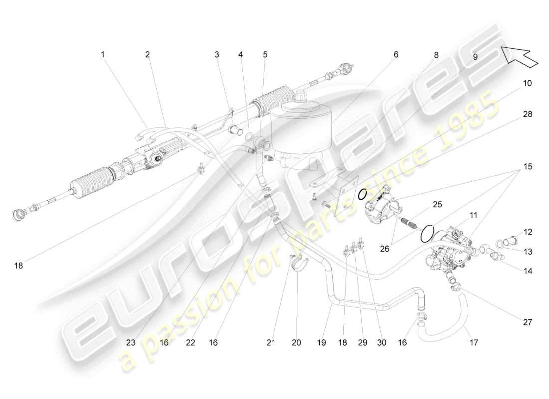 lamborghini gallardo coupe (2004) diagrama de piezas del mecanismo de dirección