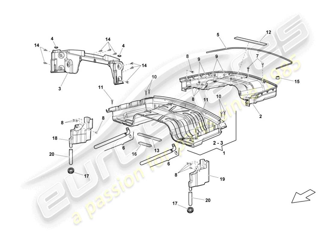 lamborghini lp570-4 spyder performante (2012) diagrama de piezas de la caja de almacenaje superior convertible