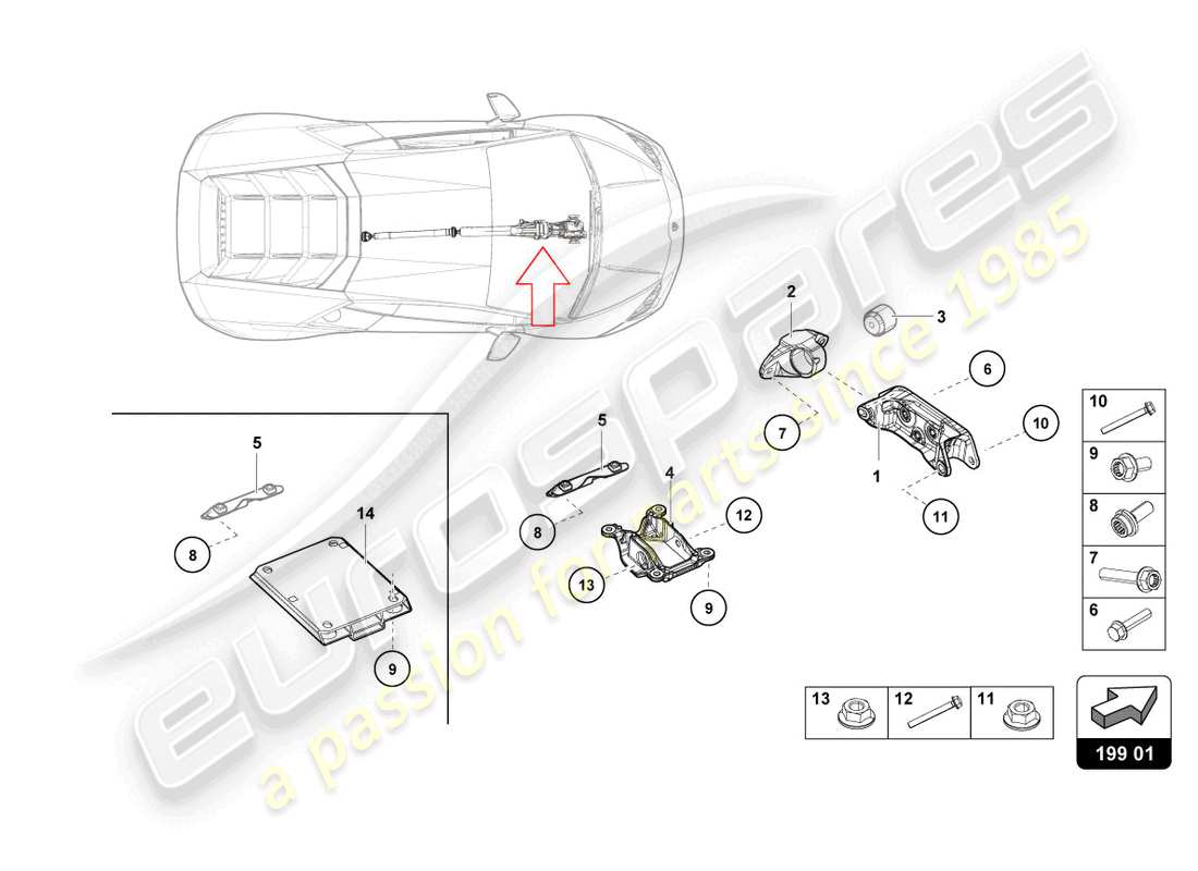 lamborghini evo coupe (2023) pieza de cojinete diagrama de piezas