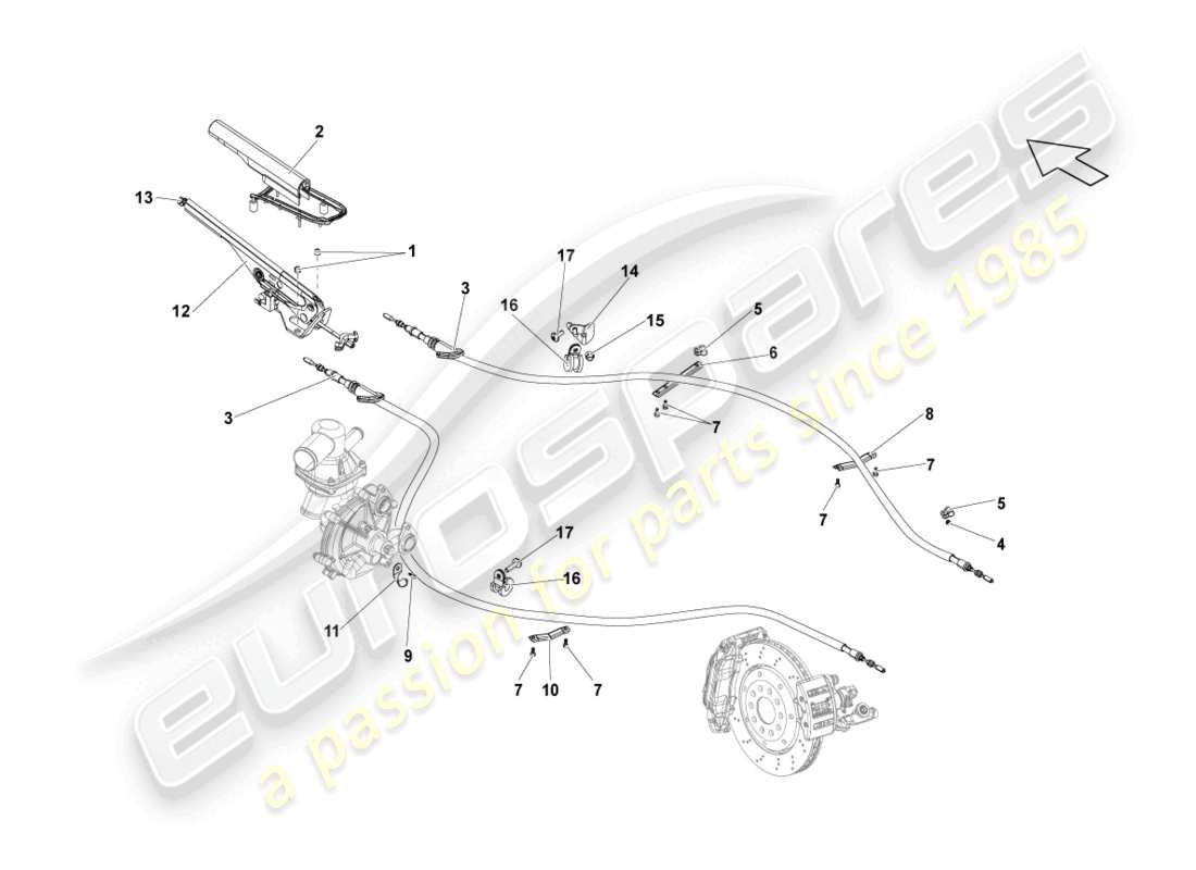 lamborghini lp570-4 spyder performante (2014) freno de mano diagrama de piezas
