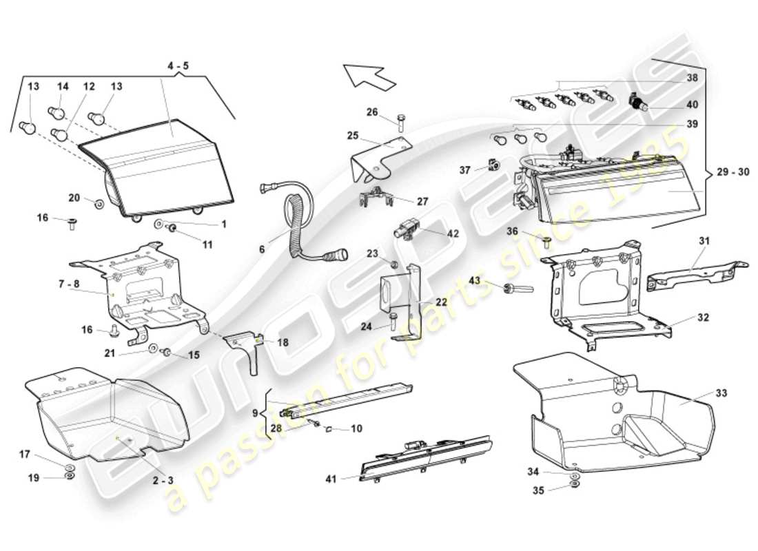 lamborghini lp570-4 spyder performante (2013) diagrama de piezas de la luz trasera