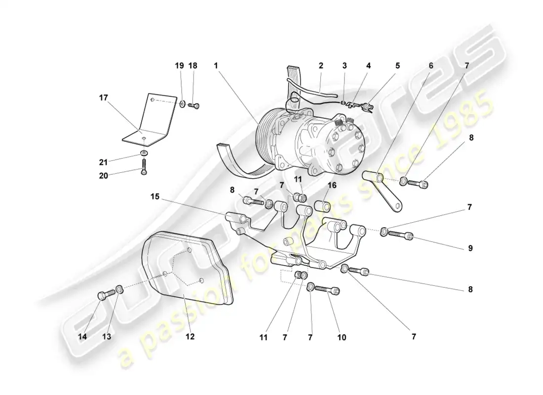 lamborghini murcielago roadster (2005) compresor de a/c diagrama de piezas