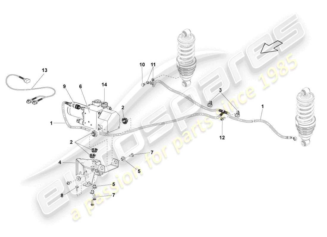 lamborghini lp570-4 spyder performante (2014) sistema hidráulico y depósito de líquido con conector. piezas diagrama de piezas