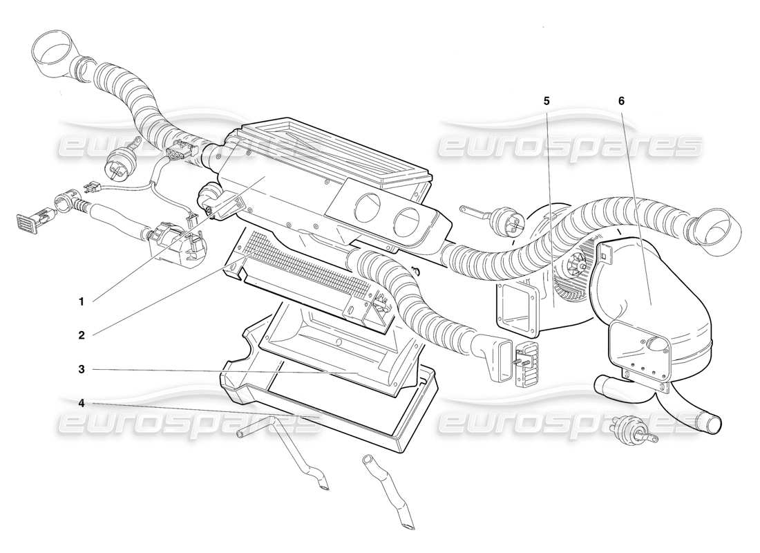 lamborghini diablo se30 (1995) diagrama de piezas de control de clima (válido para la versión rh d. - enero 1995)