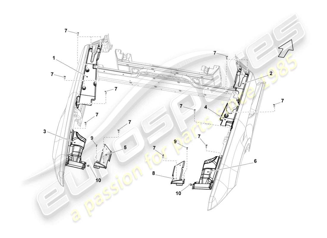 lamborghini lp560-4 spider (2012) tapa para compartimiento del motor diagrama de piezas