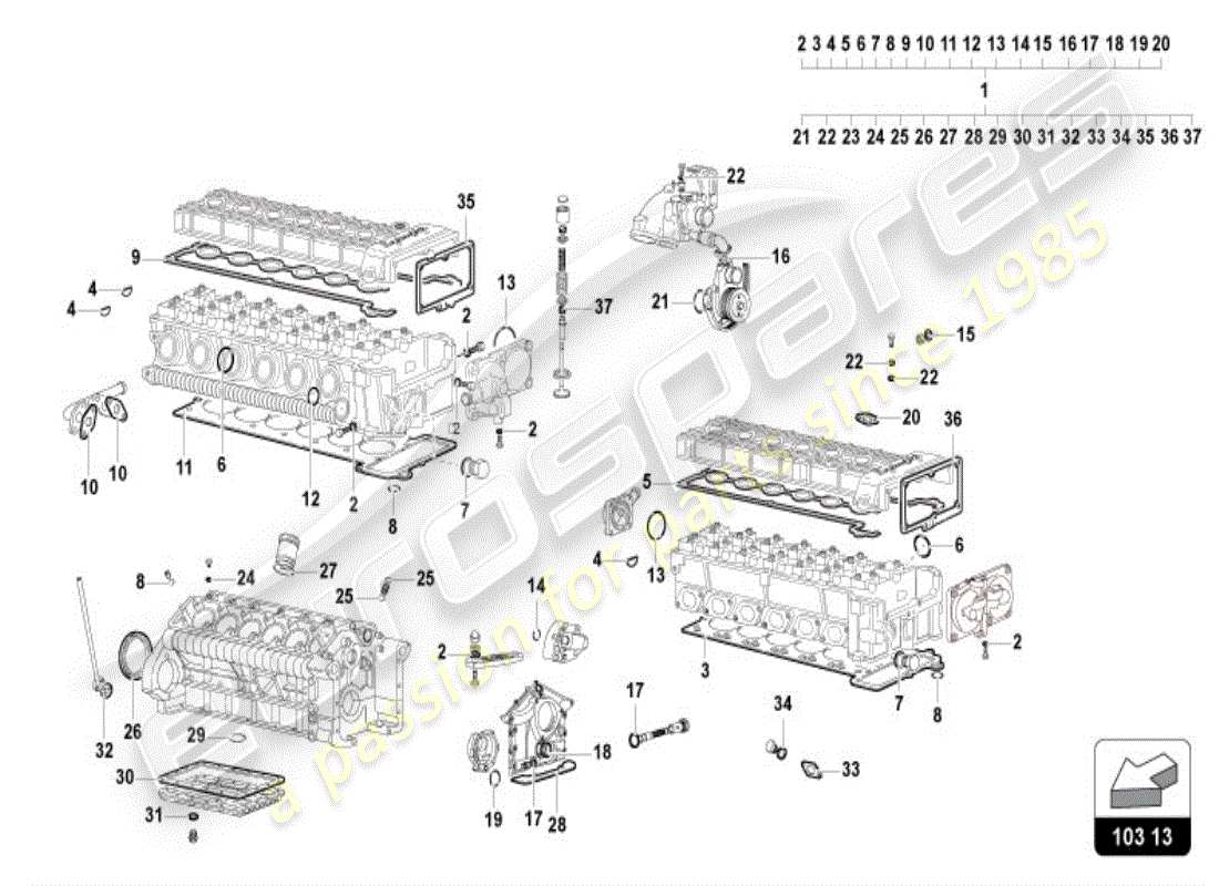 lamborghini diablo vt (1999) engine gasket kit diagrama de piezas