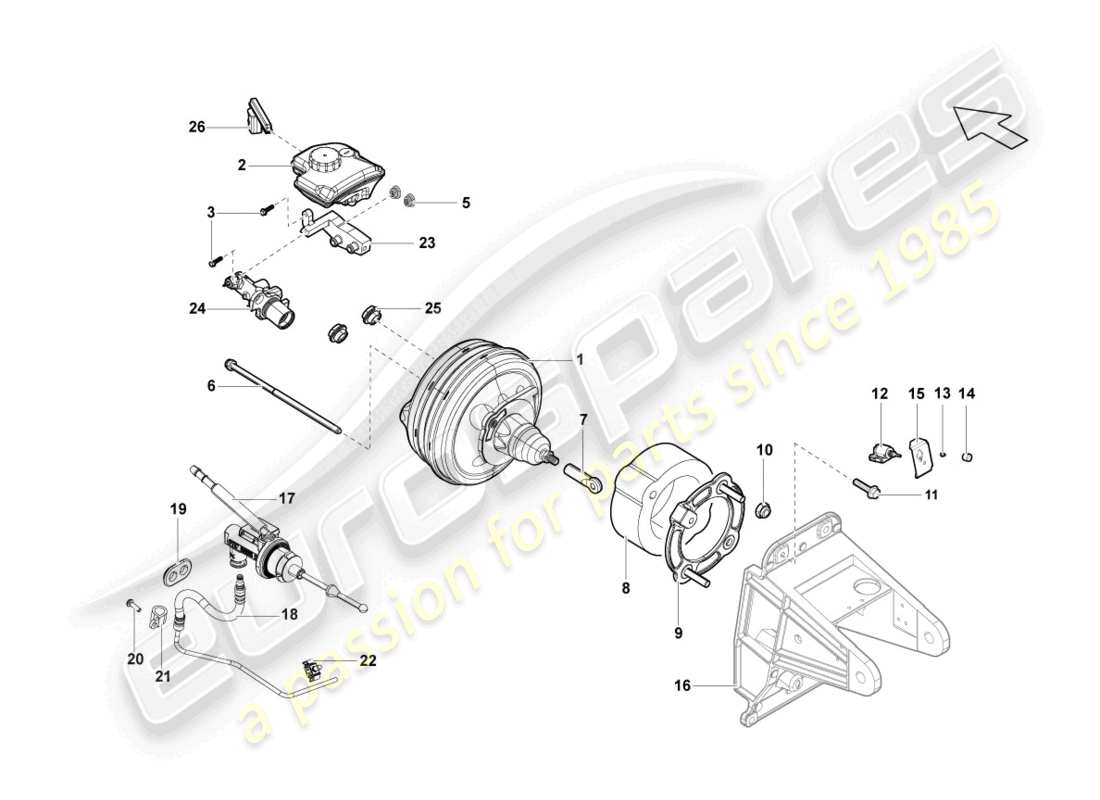 lamborghini lp570-4 spyder performante (2011) diagrama de piezas del servo freno