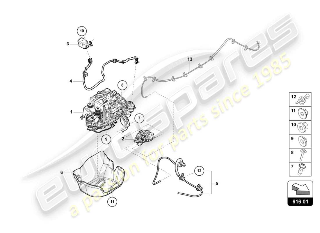 lamborghini urus s (2024) dispositivo de elevación diagrama de piezas