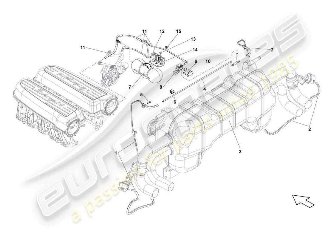 lamborghini lp560-4 coupe (2010) sistema de vacío diagrama de piezas