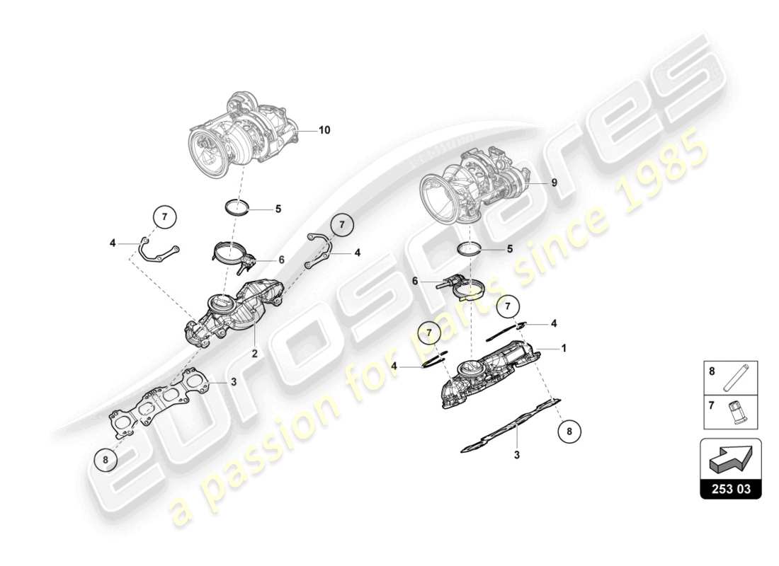 lamborghini urus (2019) colectores de escape diagrama de piezas