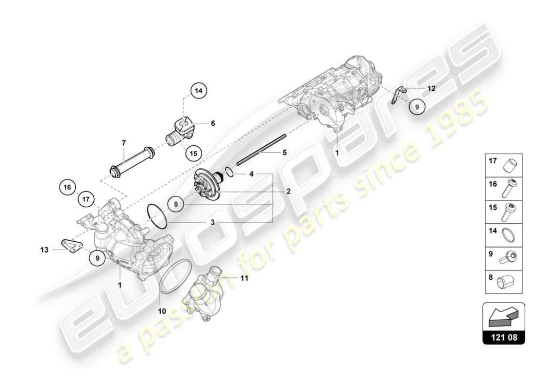 lamborghini evo spyder (2023) montaje para eje intermedio de bomba de aceite diagrama de piezas