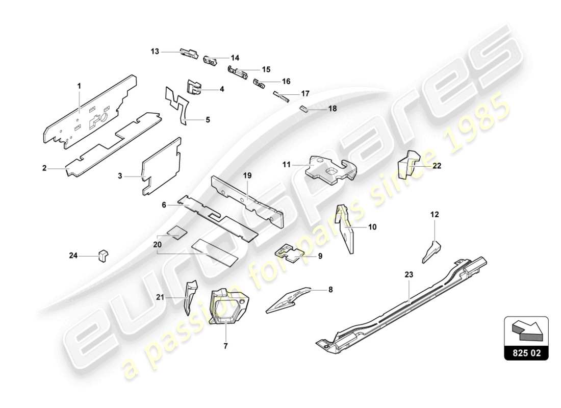 lamborghini evo coupe (2023) diagrama de piezas de amortiguación