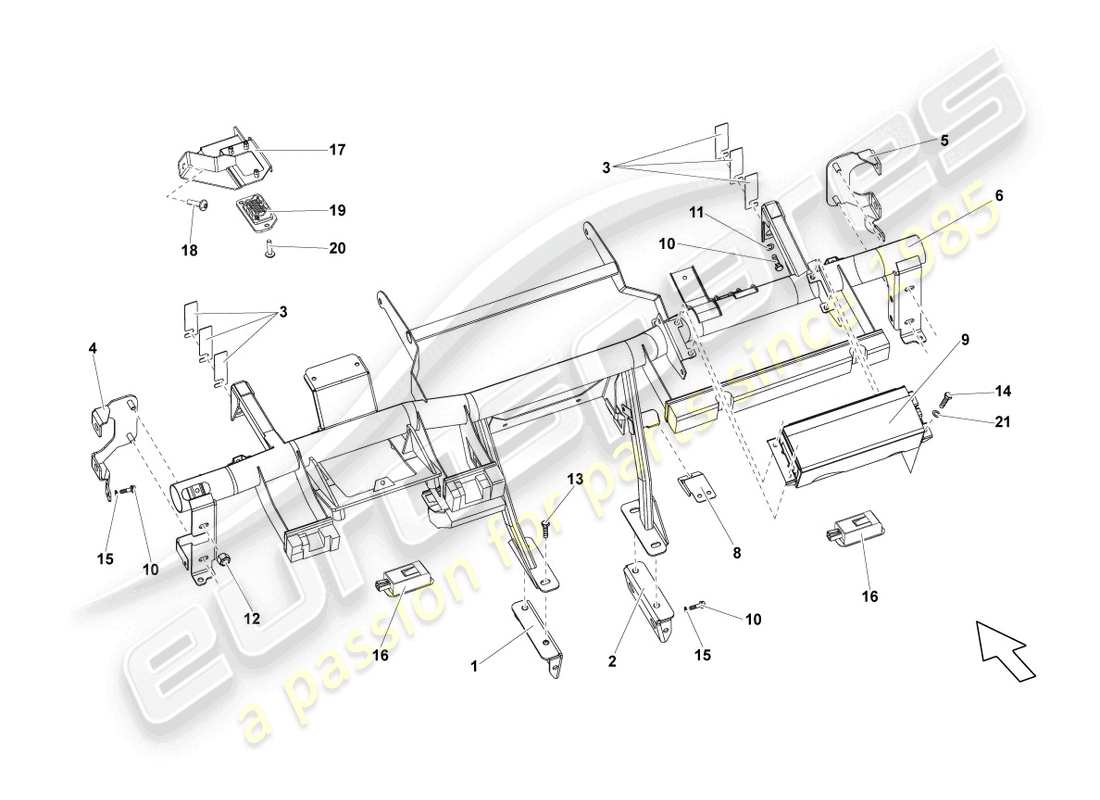 lamborghini blancpain sts (2013) travesaño para tablero de instrumentos diagrama de piezas