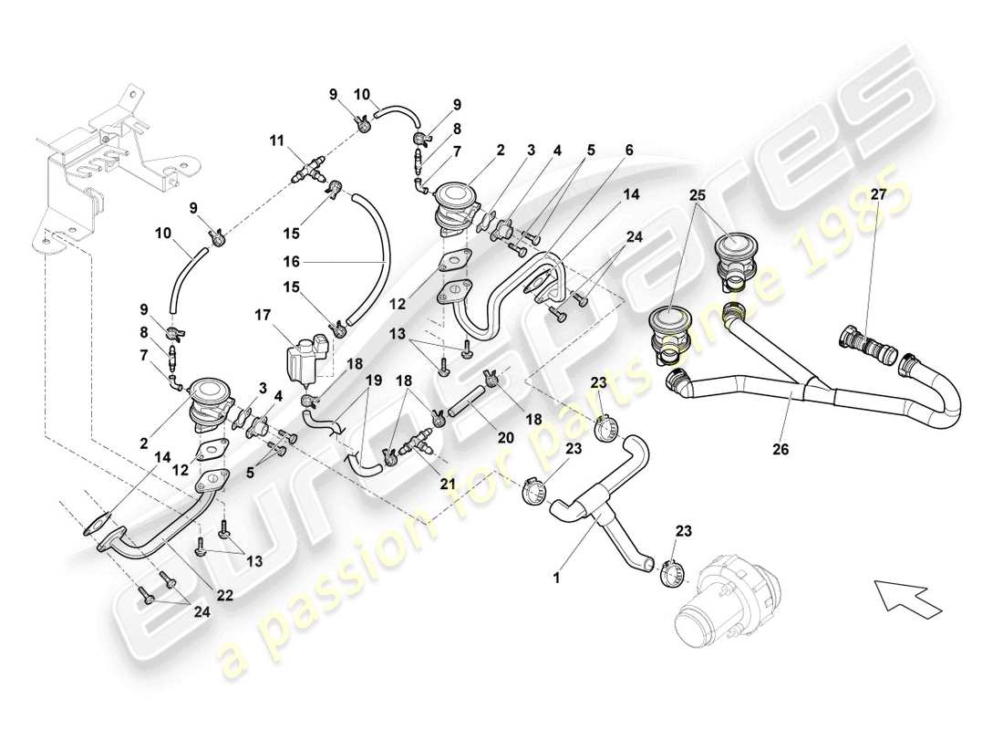 lamborghini gallardo spyder (2006) diagrama de piezas de la válvula kombi