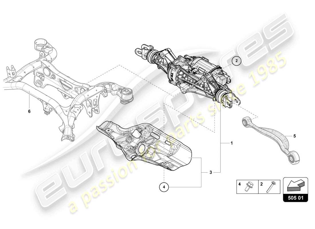 lamborghini urus (2021) diagrama de piezas del mecanismo de dirección
