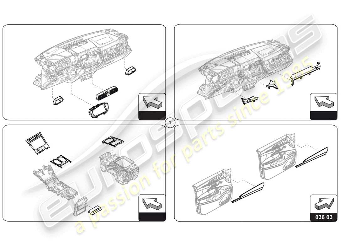 lamborghini urus s (accessories) molduras diagrama de piezas