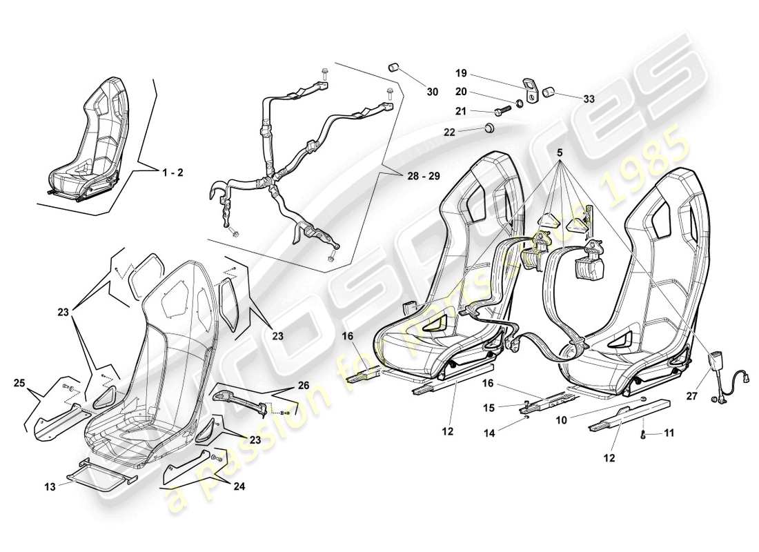 un diagrama de piezas del catálogo de piezas Lamborghini LP640 Coupe (2009)