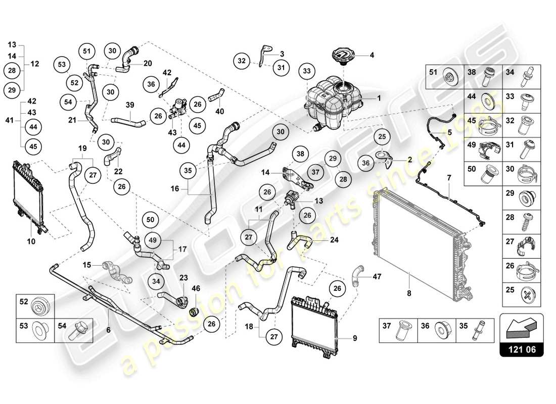 un diagrama de piezas del catálogo de piezas lamborghini urus (2022)