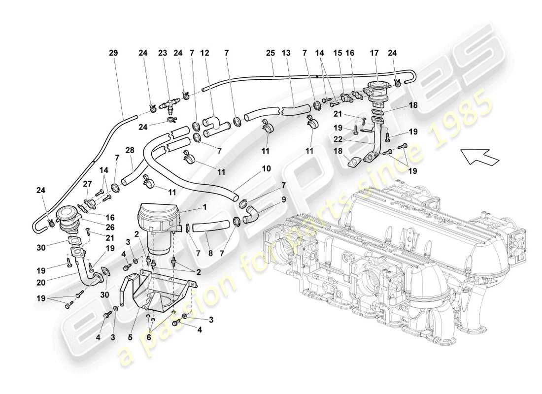 un diagrama de piezas del catálogo de piezas lamborghini reventon roadster
