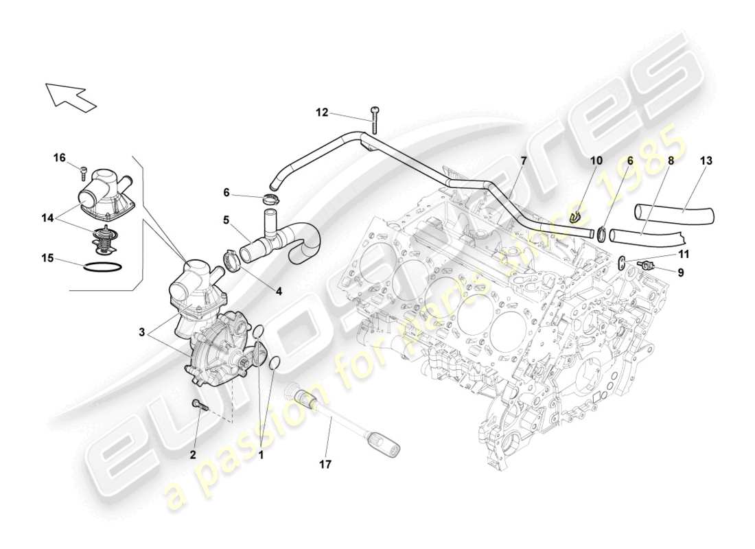 lamborghini gallardo spyder (2006) diagrama de piezas de la bomba de refrigerante