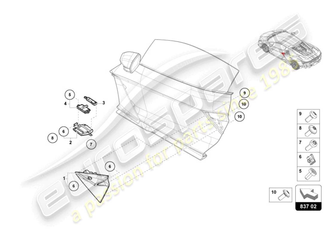 lamborghini revuelto coupe (2024) manijas de puerta diagrama de piezas